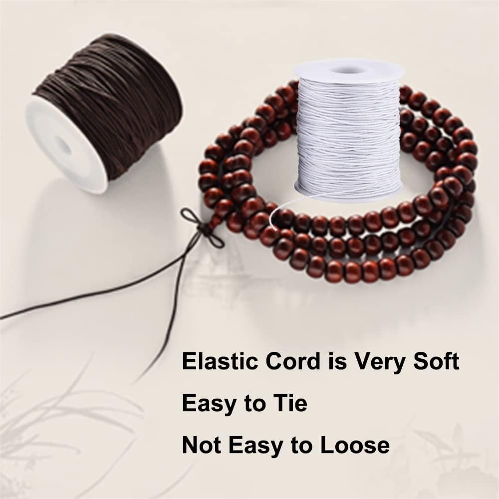 Elastic String for Bracelets, 2 Rolls 1 mm Sturdy Stretchy Elastic Cord
