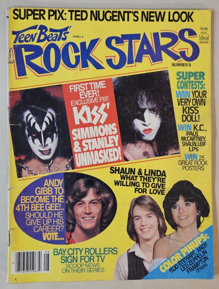 TEEN BEATS' ROCK STARS Magazine 1978  KISS  CASSIDY, ZEPPELIN, FRAMPTON, GARRETT