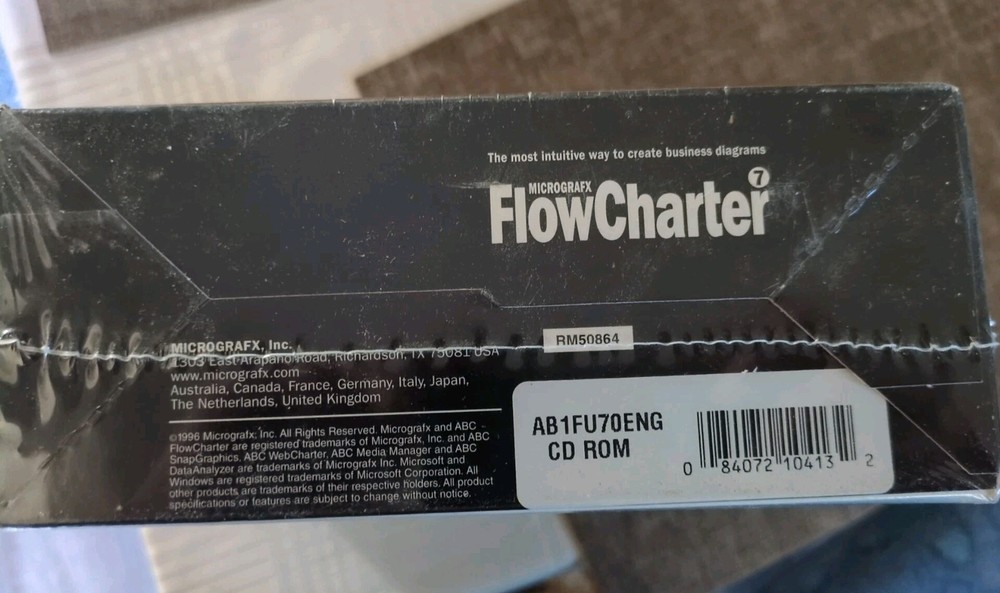 MicroGrafx Flowcharter 7 CD ROM 1996 Sealed Software 084072104132 Microsoft/219e