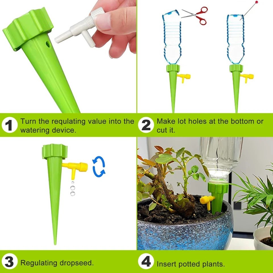 24PCS Self Watering Spikes Automatic Irrigation Watering Drip System for Plants