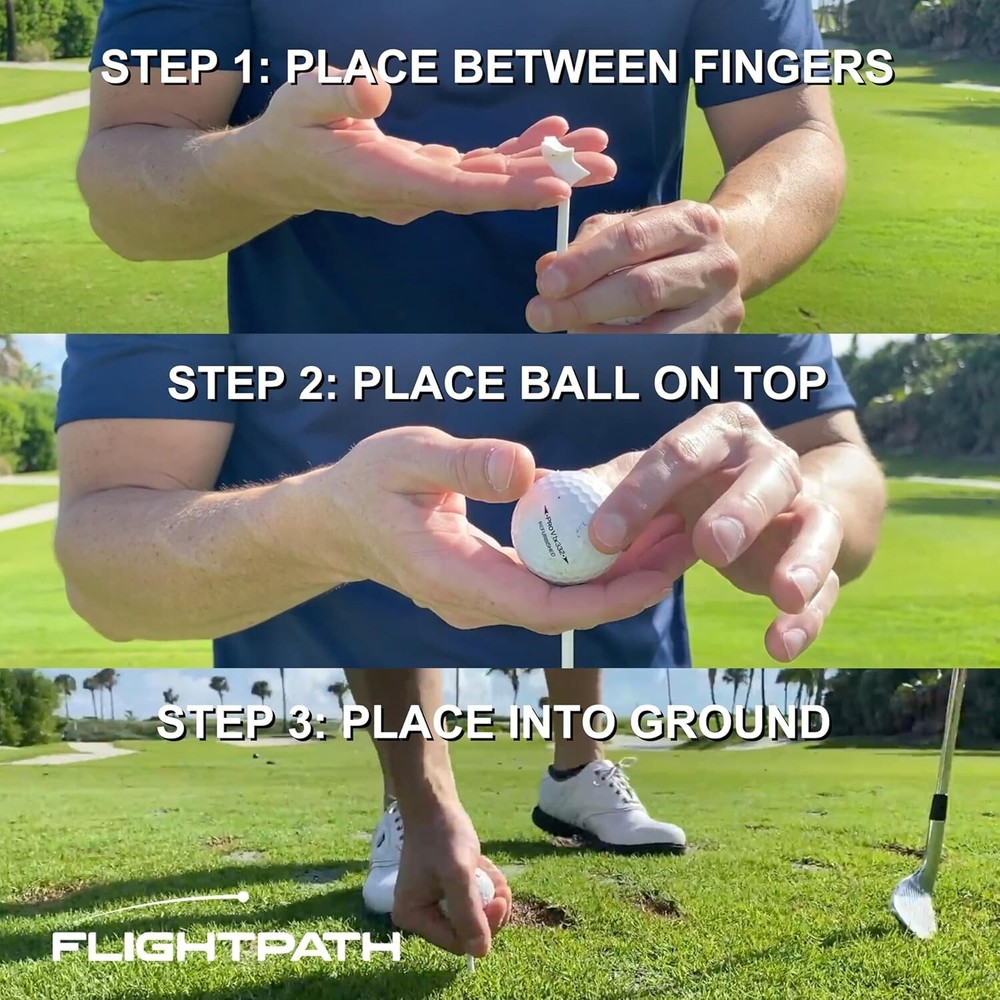 FLIGHTPATH 8 Pieces Premium 2 3/4" Golf Tees Durable Plastic Golf Tees - White