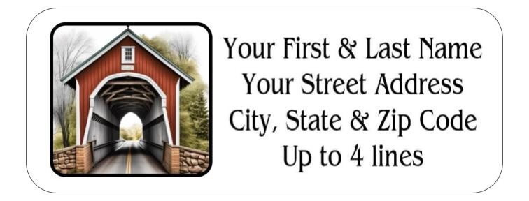 150 Covered Bridge Through Mailing Return Address Labels Personalized