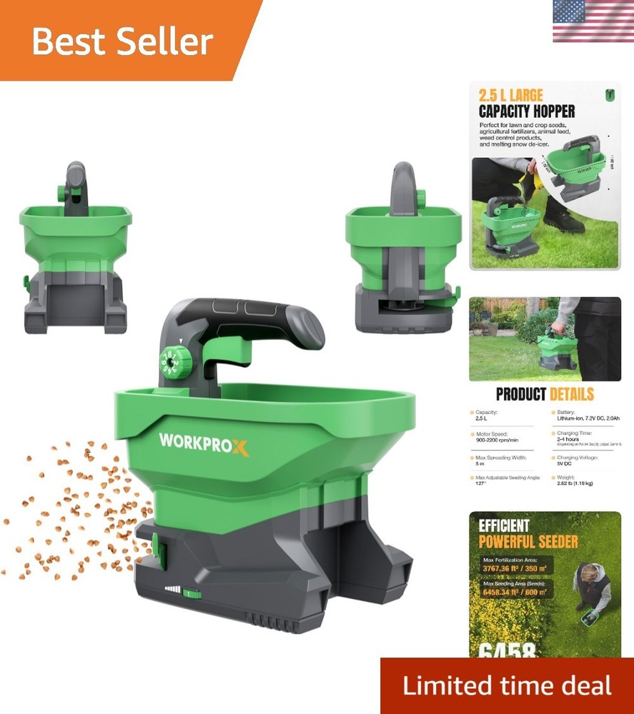 Versatile Rechargeable Seed Spreader with 8 Settings - Perfect for Lawn Care