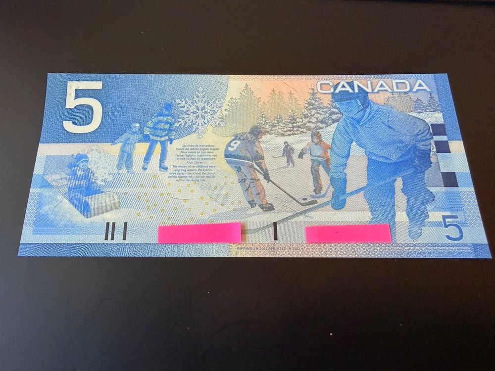 Canada 5$ Dollar Canada Bank Note  UNC Without  Holographic Security Stripe