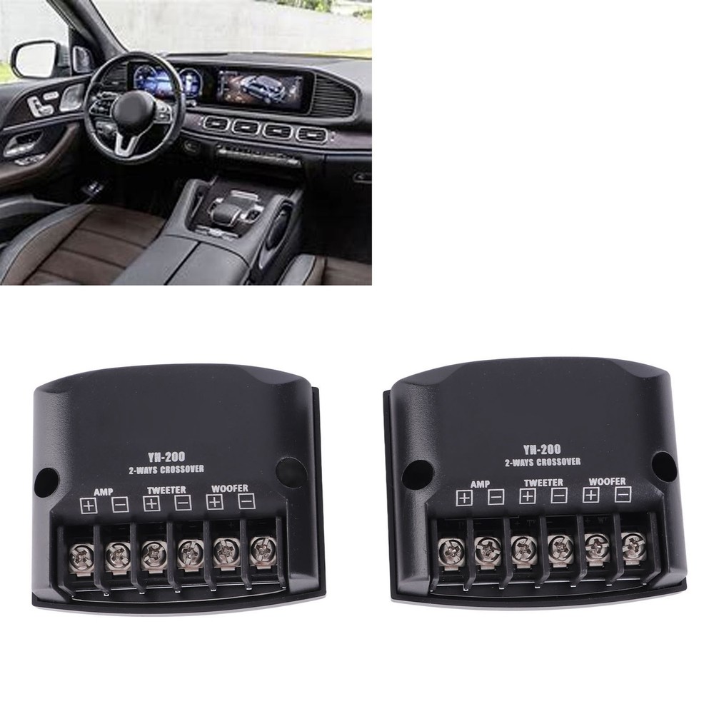2pcs Car 2 Way Speaker Frequency Divider High Gloss Black For Universal Premium