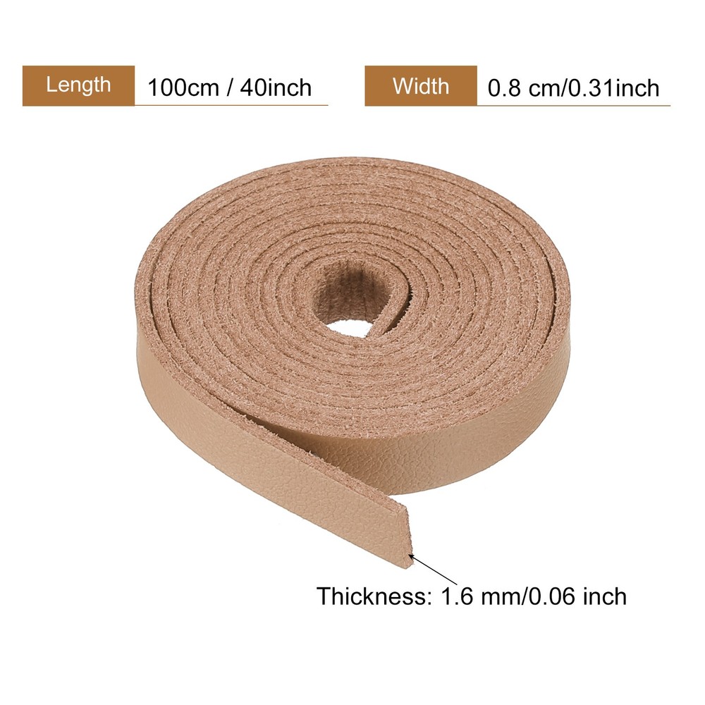 Faux Leather Straps Strip Leather String 0.8cm/0.31" Width, Brown