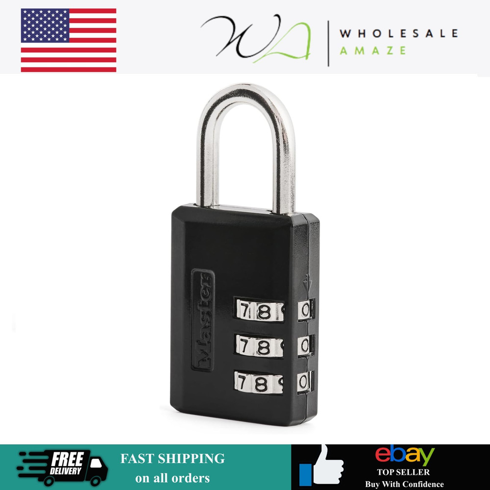 Master Lock Black Combination Padlock, Indoor Gym Locker Lock with Customizable