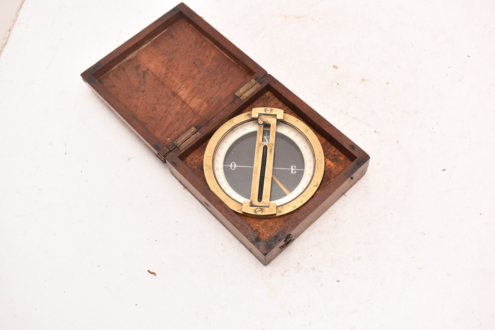 Rare! Antique 1900's Brass Surveying Surveyor's Sight Compass W/ Original Box