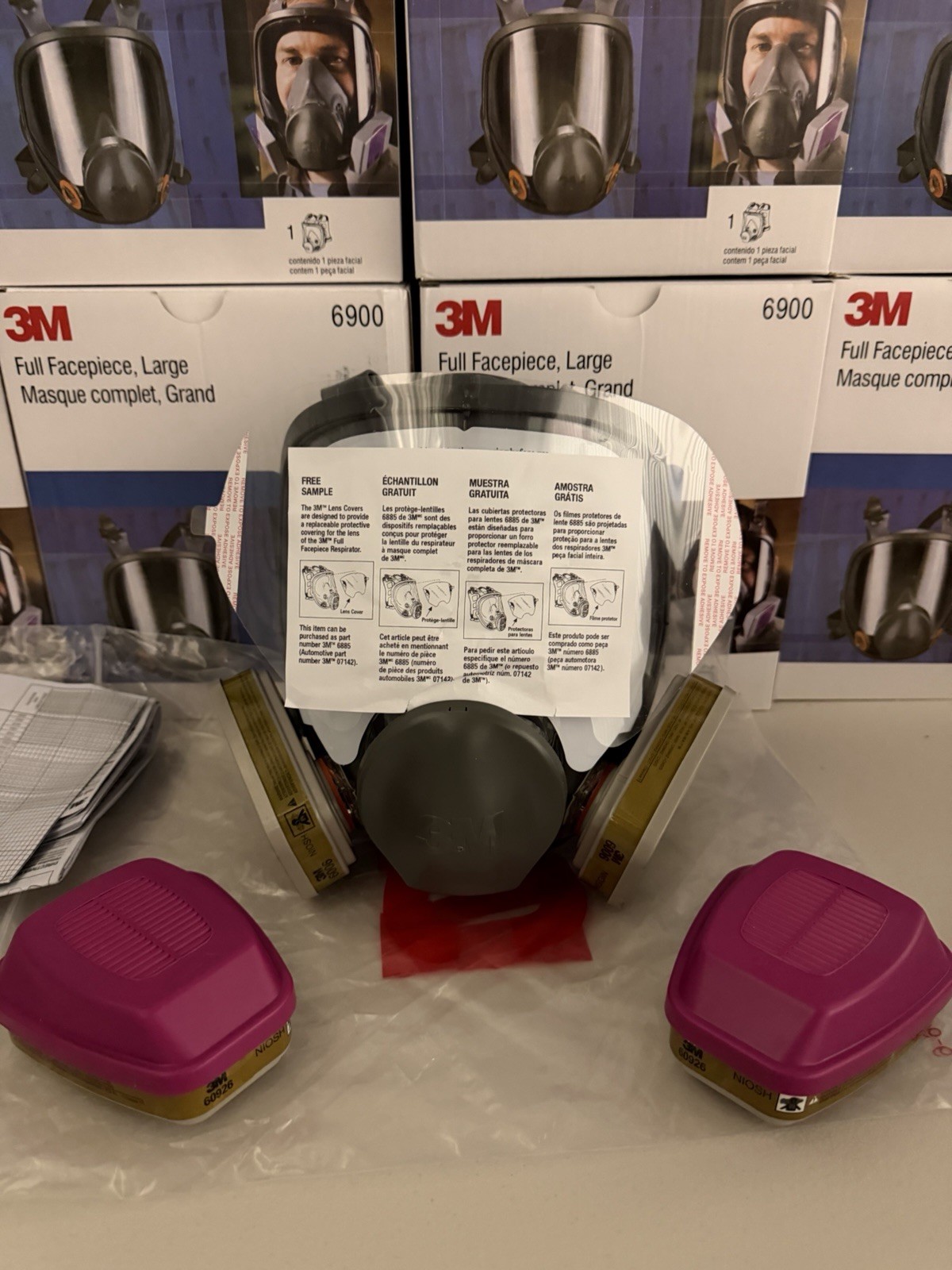Bundle 3M 6900 LARGE FULL FACE RESPIRATOR MASK & 2 60926 GAS VAPOR+2 6006 Filter