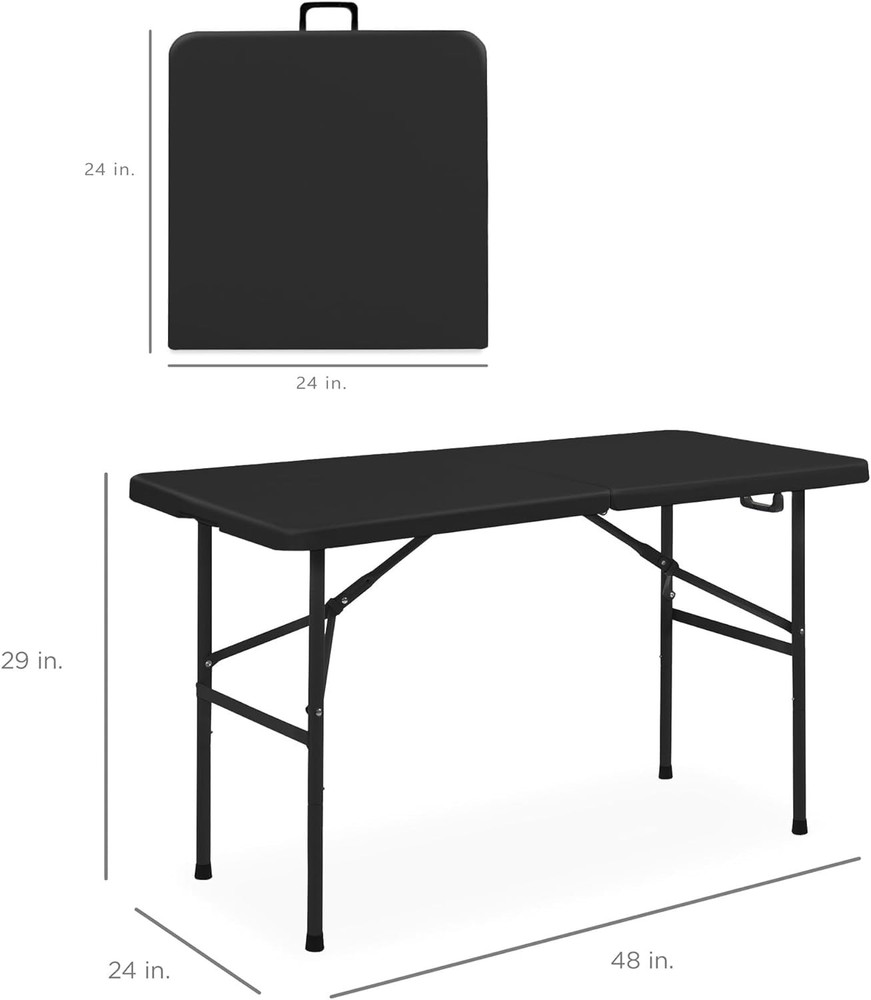 New Home Era Plastic Folding Table, Fold-in-Half Portable Utility Table Heavy