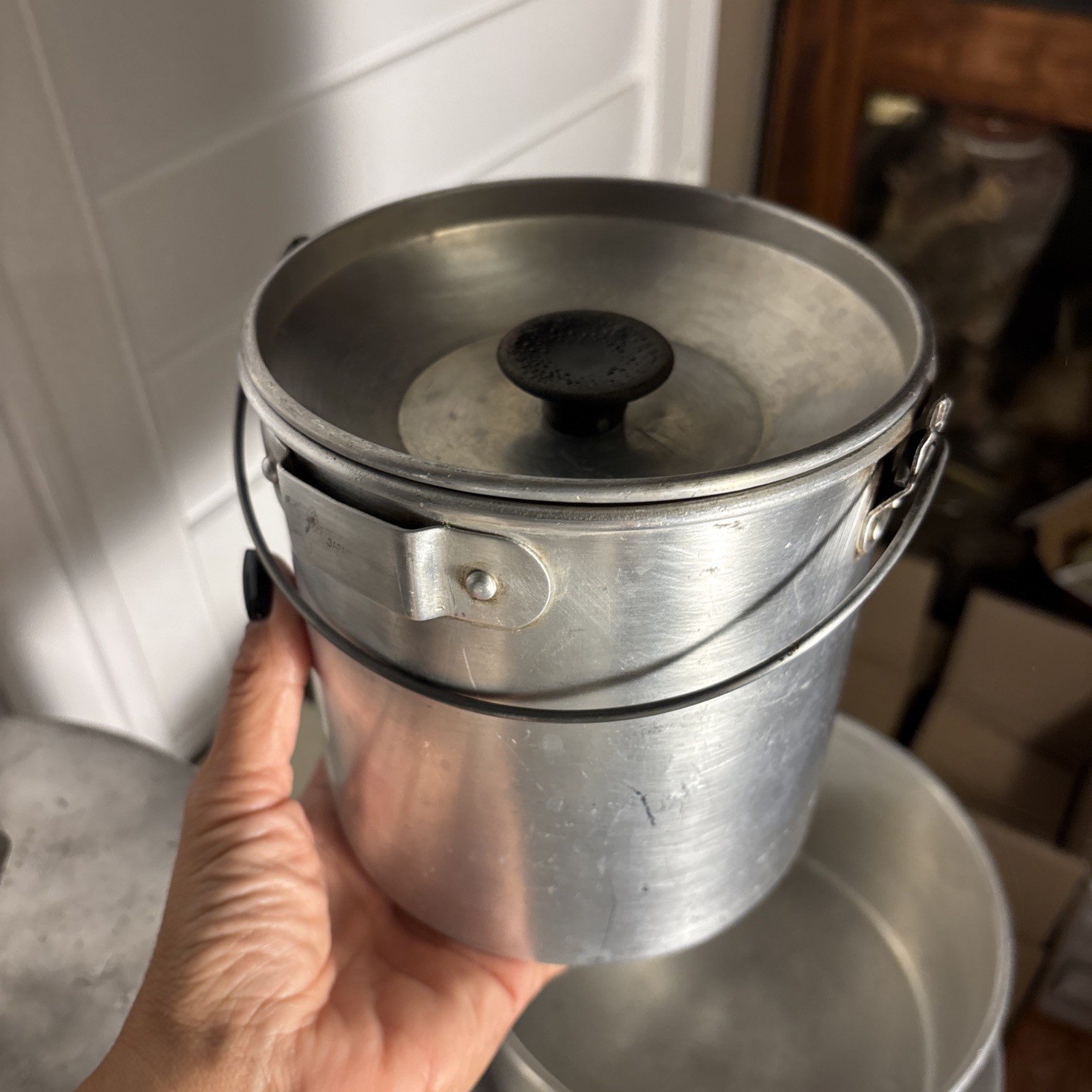 Vintage Aluminum Nesting Camping Mess Set Cooking Pots Plates Cups Set 4 Japan