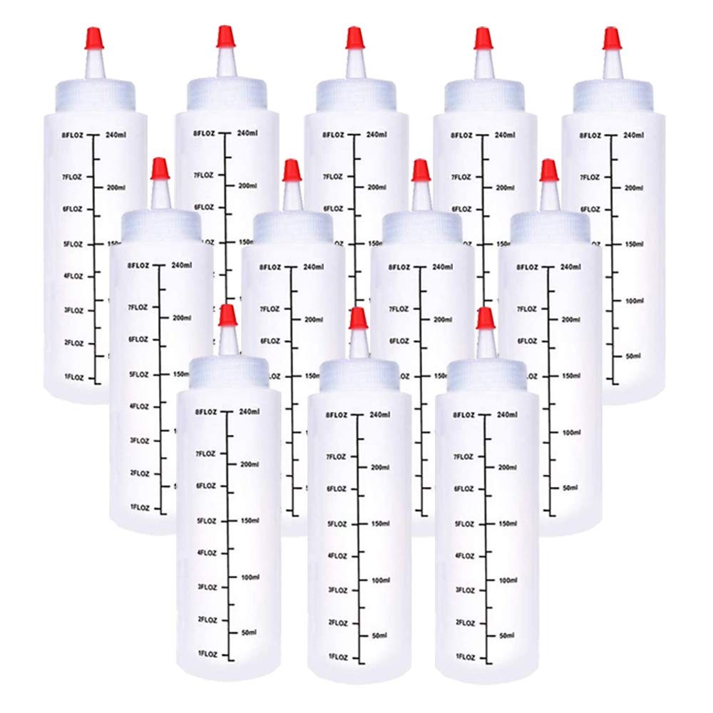 12 Pack 8 Oz/240 Ml Plastic Squeeze Bottles,Scale Plastic Squirt Bottle,Polyethy