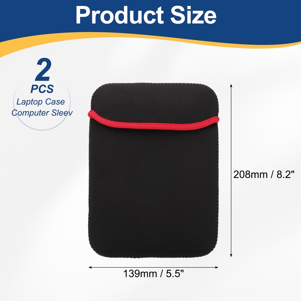 2pcs Laptop Case Computer Sleeve Universal for 7" Notebook Red-Black