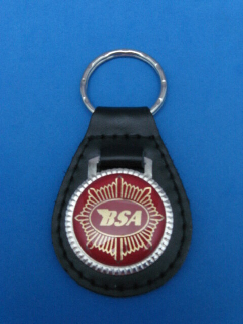 BSA BLACK LEATHER KEYRING KEYFOB #276