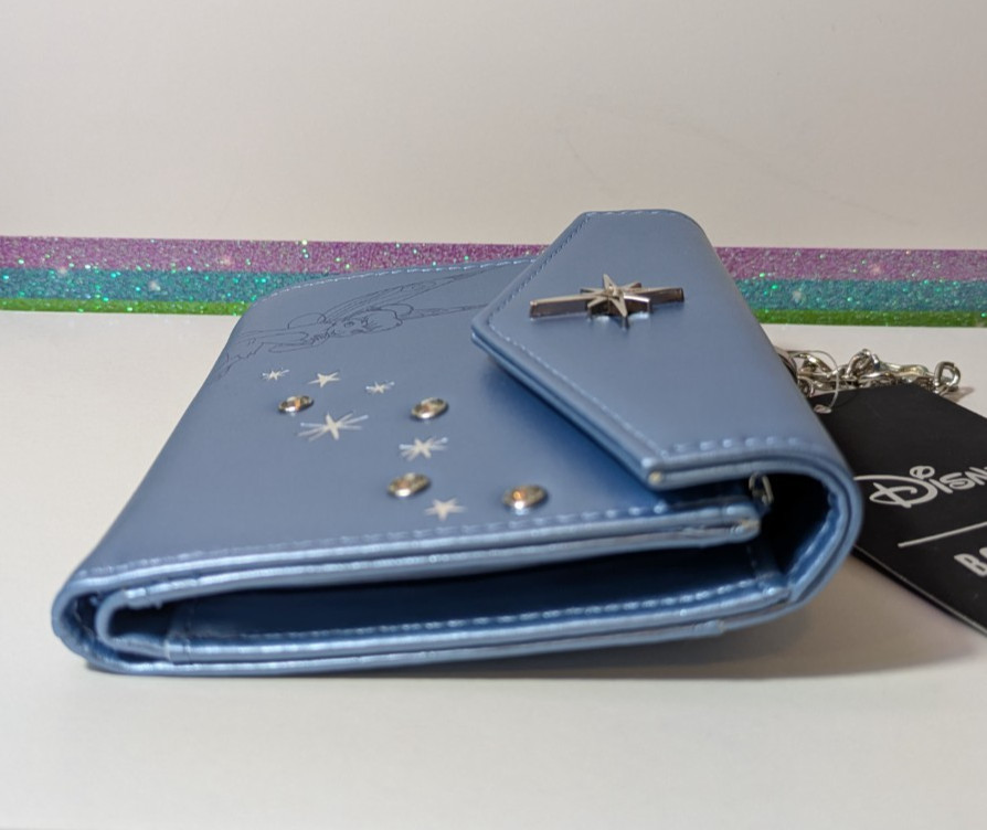 Disney Tinker Bell Starry Rhinestone Wallet iridescent blue Box Lunch Exclusive