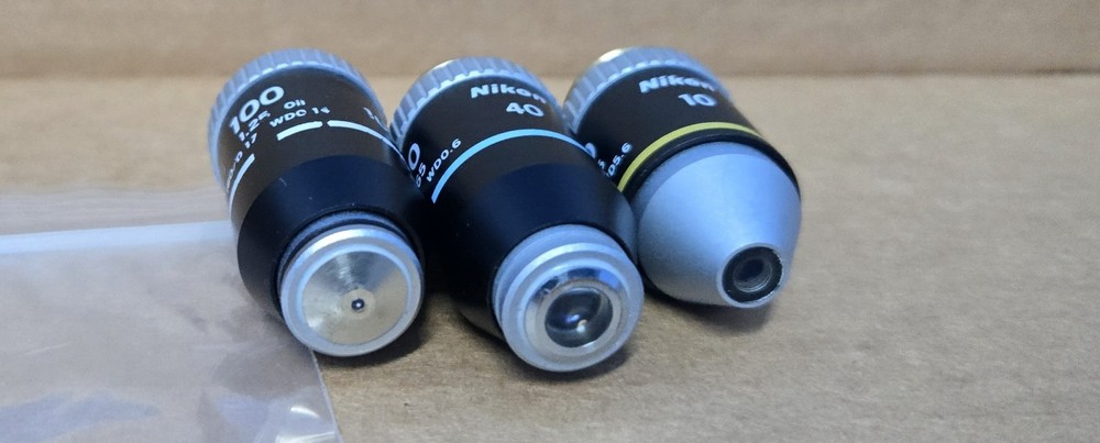 Nikon microscope Lens Objectives 10X / 40X / 100X (INV02-BINY001B)