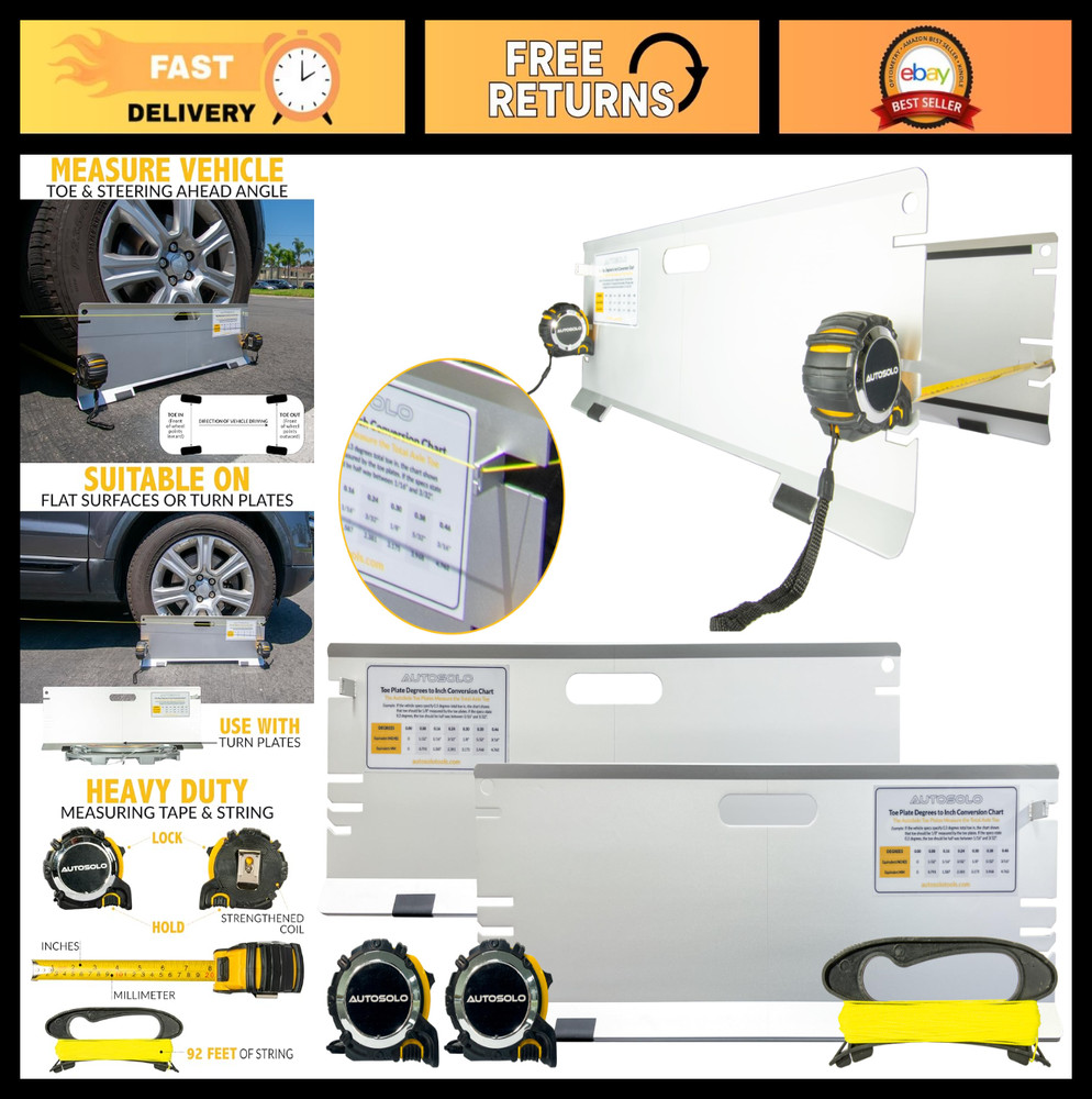 3-in-1 Wheel Alignment Tool Kit - Toe Alignment Plates for Steer Ahead & Thrust