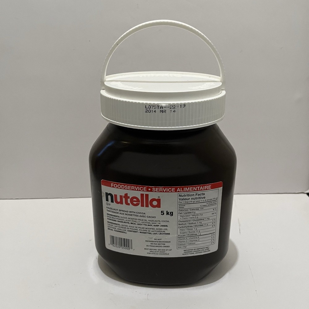 Giant Nutella Limited Edition EMPTY Jar Storage Container Collectable 11" Handle