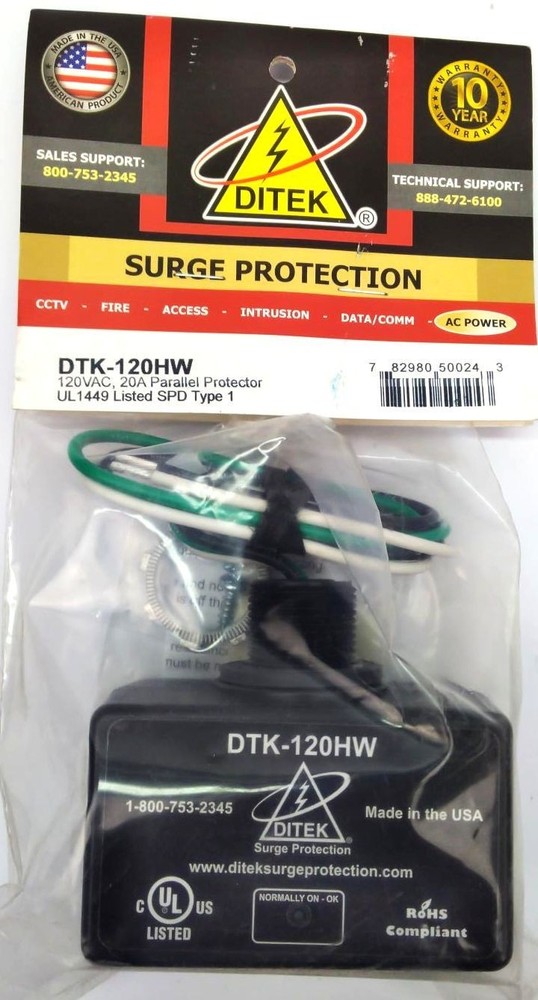 DITEK 120VAC 20A Parallel Protector AC Surge Suppressor DTK-120HW