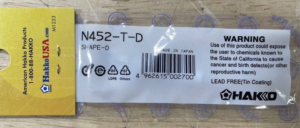 HAKKO N452-T-D Replacement D Soldering Tip for Hakko Dash, N452/N453, Chisel