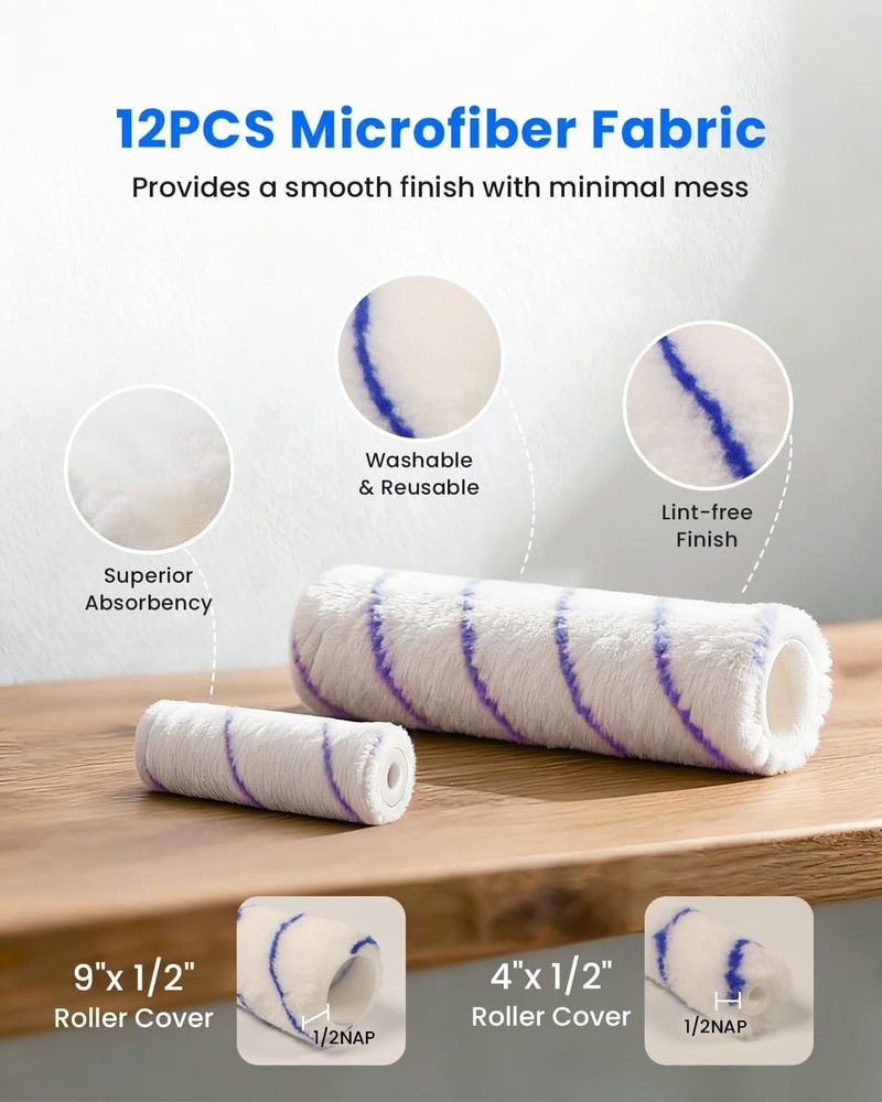 33PCS Professional Paint Roller Kit with Adjustable 2-4FT Extension Pole