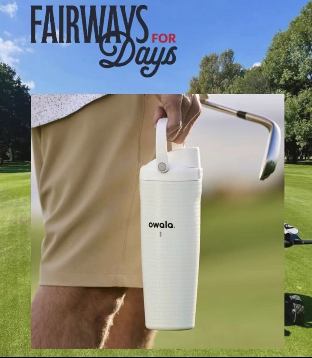 NEW Owala Fairways For Days FreeSip Sway Golf Water WHITE Bottle 30oz