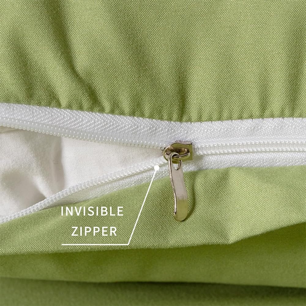 2 Pack Microfiber Zipper Pillowcases, Soft Comfortable Not Shrink Olive Green...