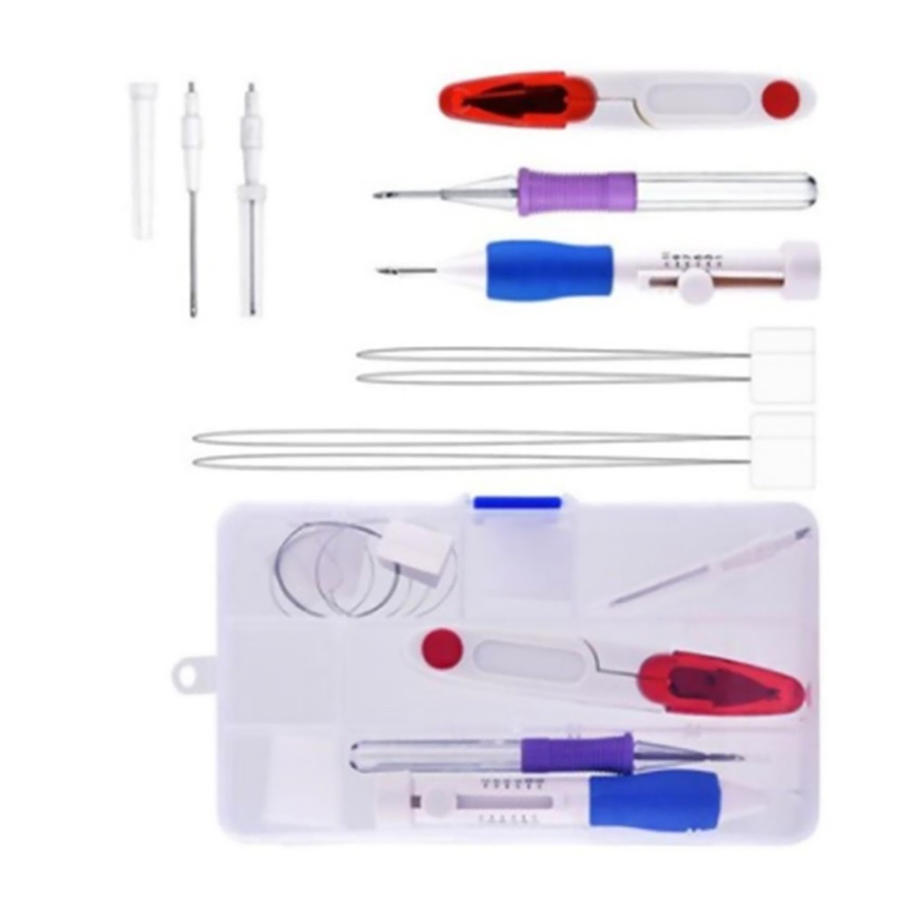 DIY Punch Needle Magic Embroidery Pen Set Stitching Thread Tool Sewing Craft Kit