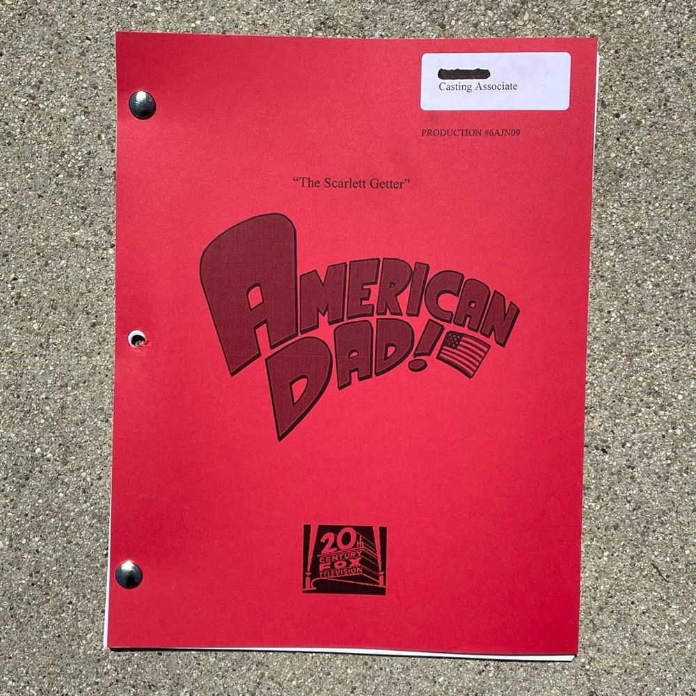 American Dad 2010 Scarlett Getter Production Used Casting Dep Table Draft Script