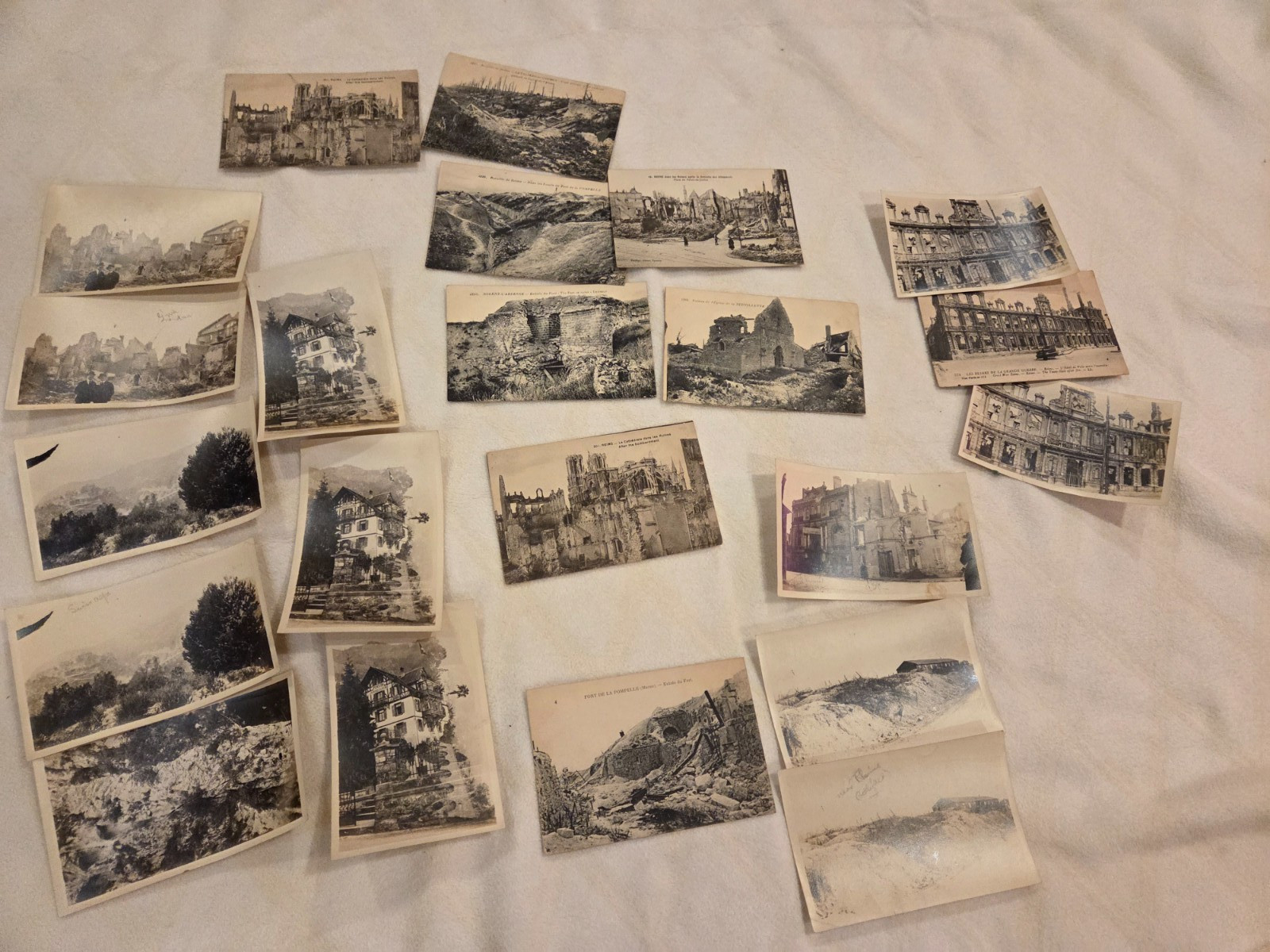 WWI Orig.PHOTOS Vintage RPPC Post Card LOT OLD 1910s German Ruins