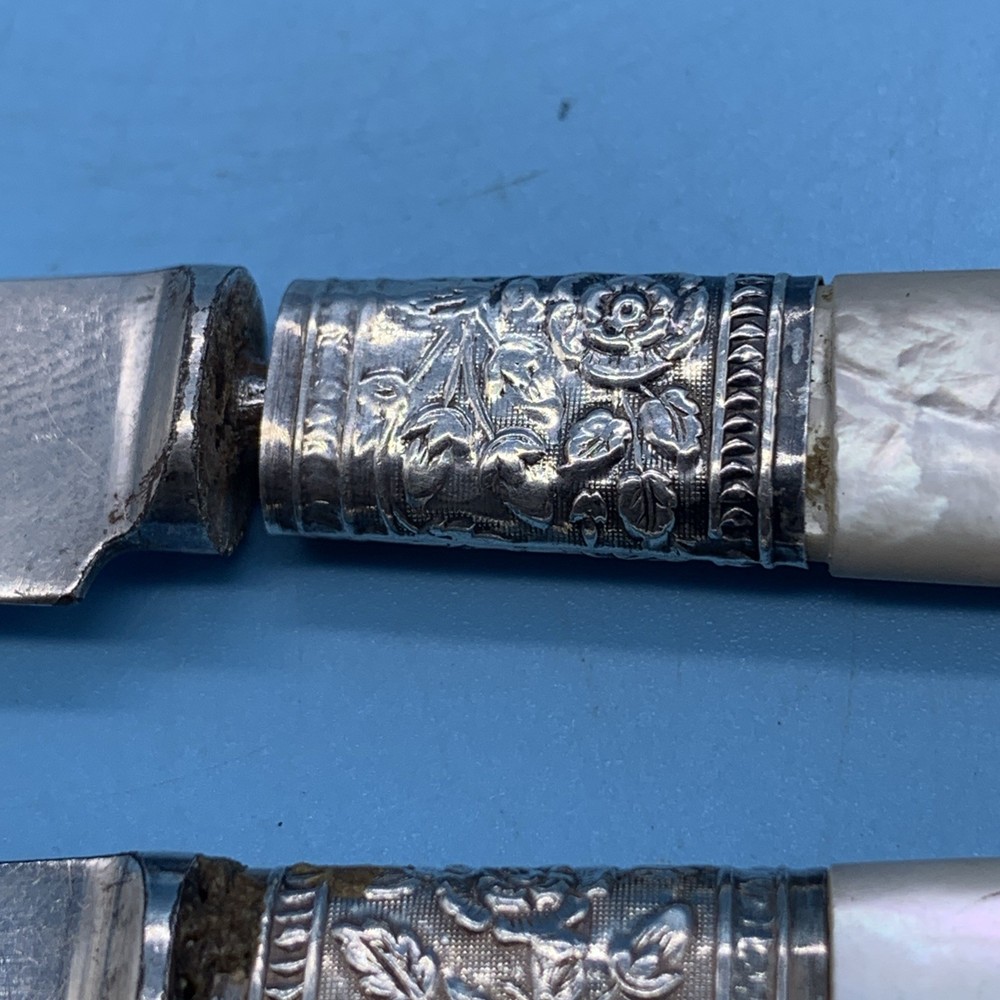 Antique John Primable Sterling Handle MOP Knifes