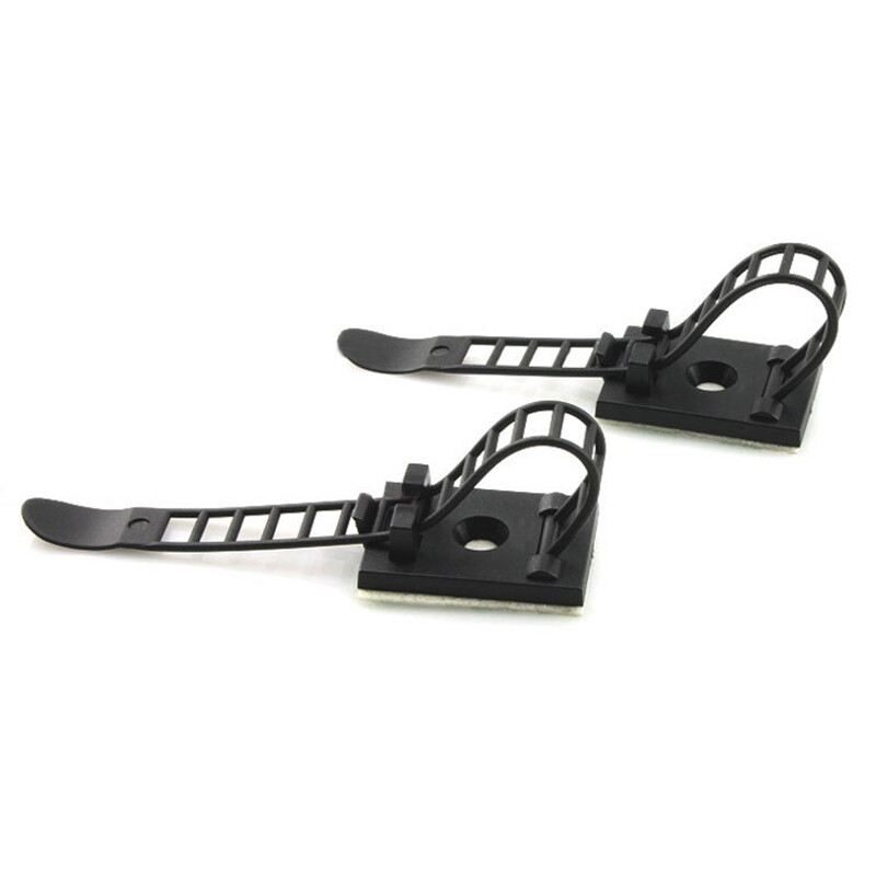 Black Adjustable Adhesive Cable Clamp Clips Length 64/85/90mm Wire Tie Mounts