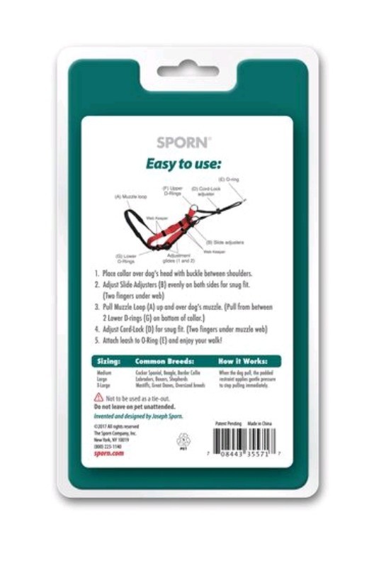 Sporn Head Control Halter Tough Pulling Dog Collar Training - MEDIUM