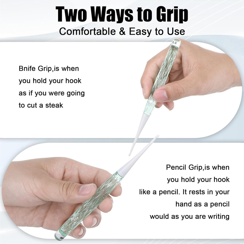 Ergonomic Crochet Hooks Set, 8Pcs Comfortable Practical Crochet Needles Color...