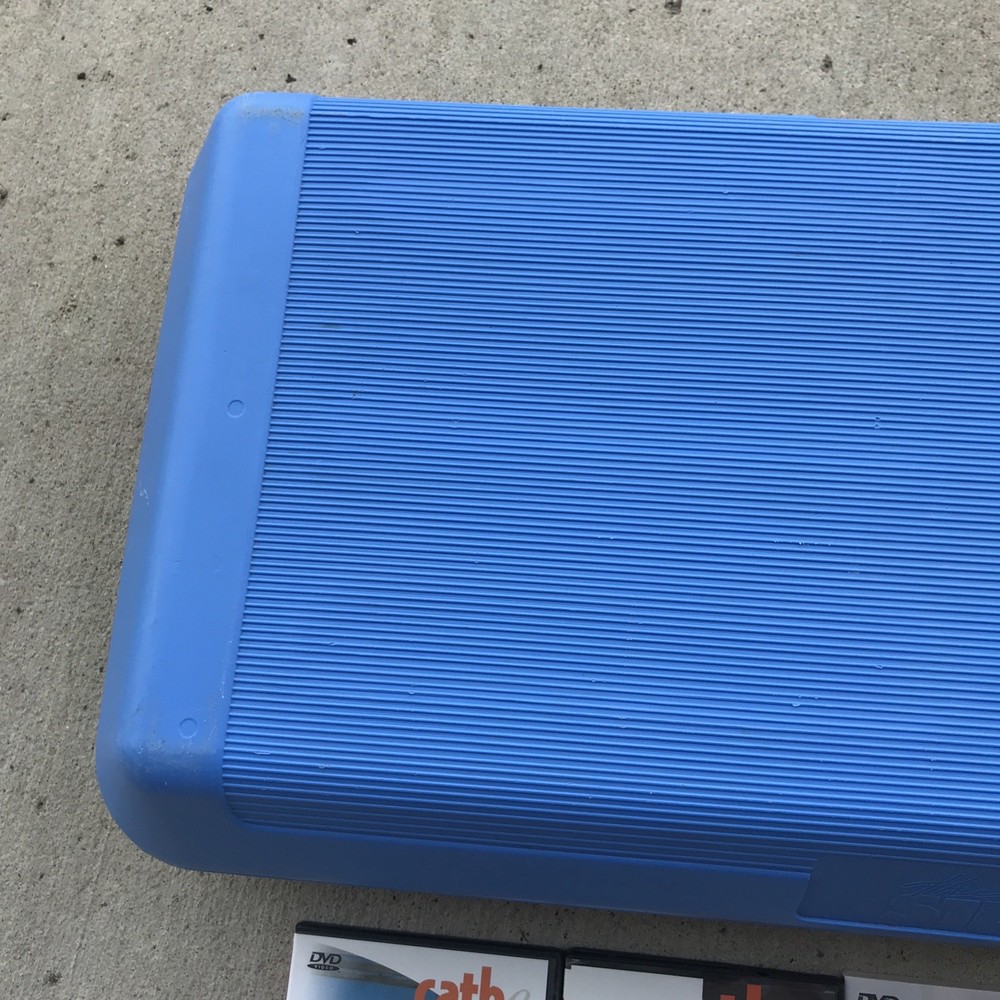 The Step Original Exercise 28” Aerobic Stepper W/ 4 Gray Risers Platform & DVDS