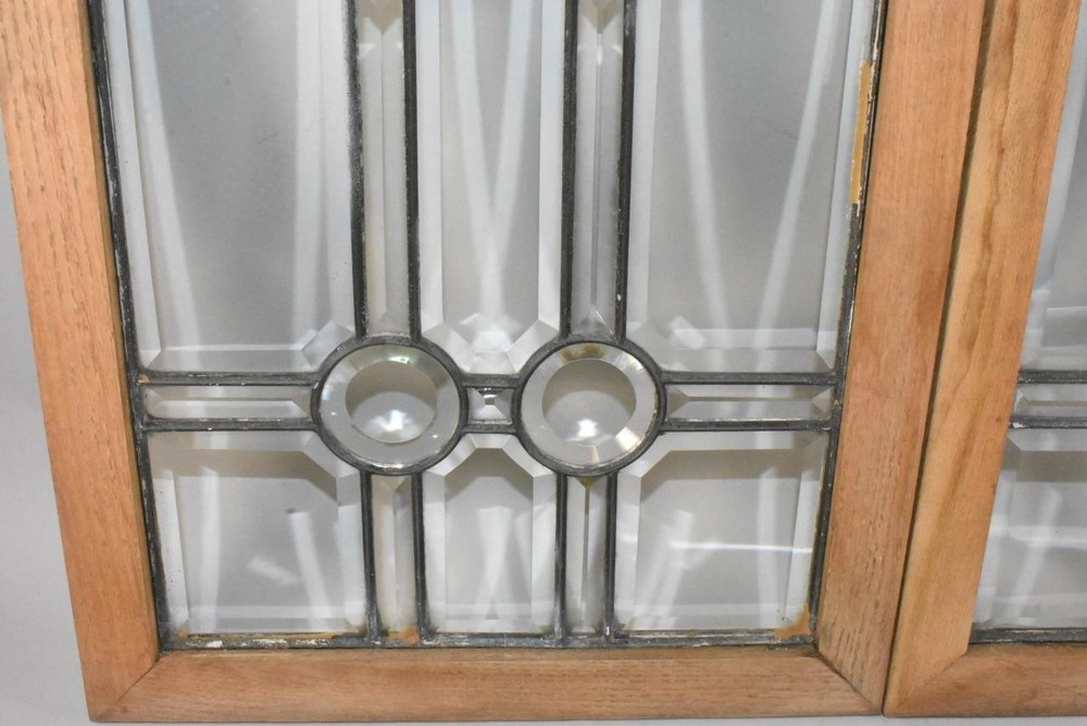 Pair Antique Beveled Glass Windows Circa 1910