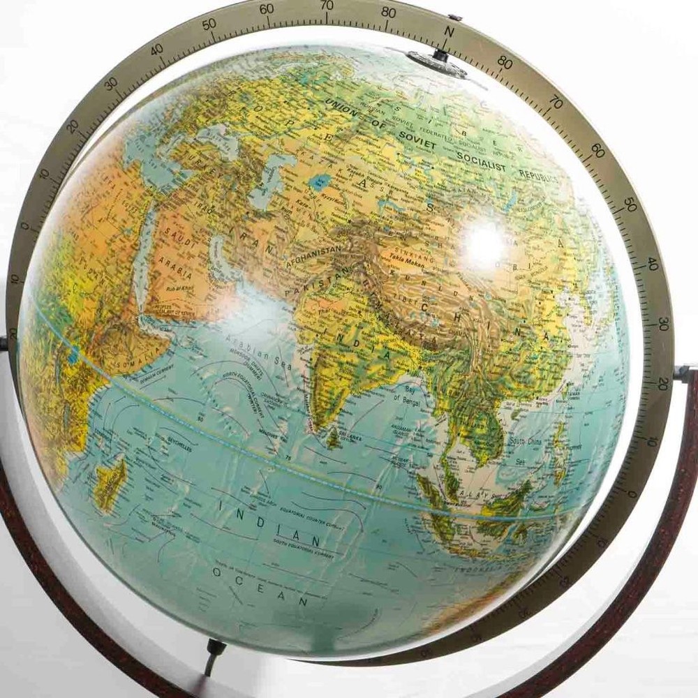 Floor Globe by Replogle Globes 12" Diameter, Walnut / Metal Base