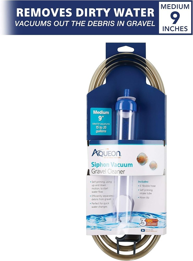 Aqueon 9-Inch Siphon Vacuum: Simplify Aquarium Water Changes & Debris Management