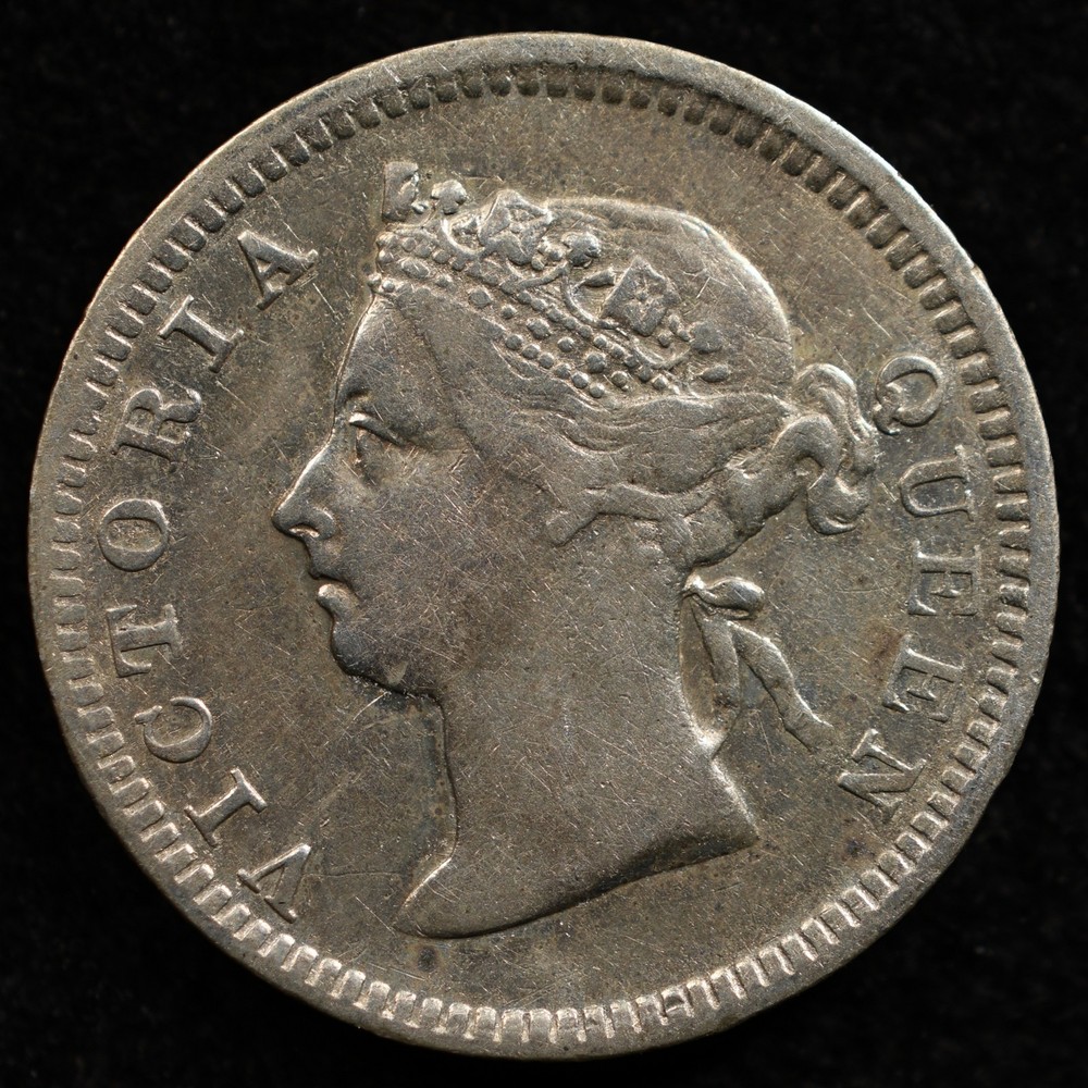 Straits Settlements 5 Cents 1900, Coin, Silver, Inv#I596
