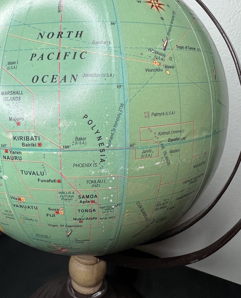 Raised Globe 8" Width w/ Stand Home Office Classroom Decor 2005 India *Flaws*
