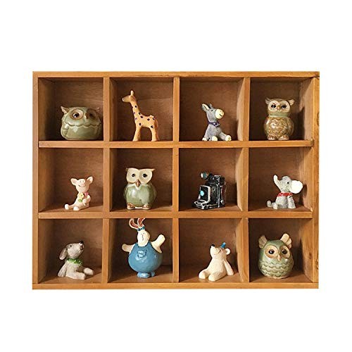12-Slot Wood Display Cabinet 12 x 15.5 Square Cubby Shelf Organizer -