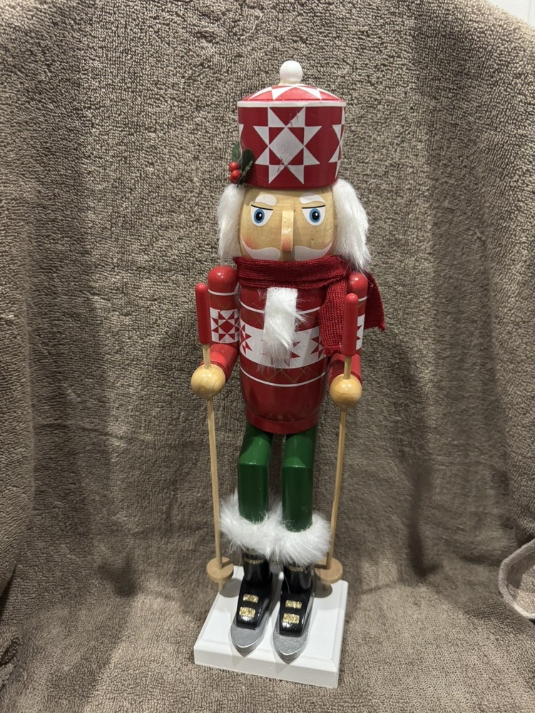Nutcracker Holiday 12.5" Skier w/Skis Gears