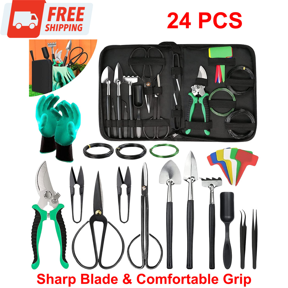 Bonsai Tools Kit - 24 PCS Bonsai Tree Kit Tools for Beginners, Bonsai Tool Set