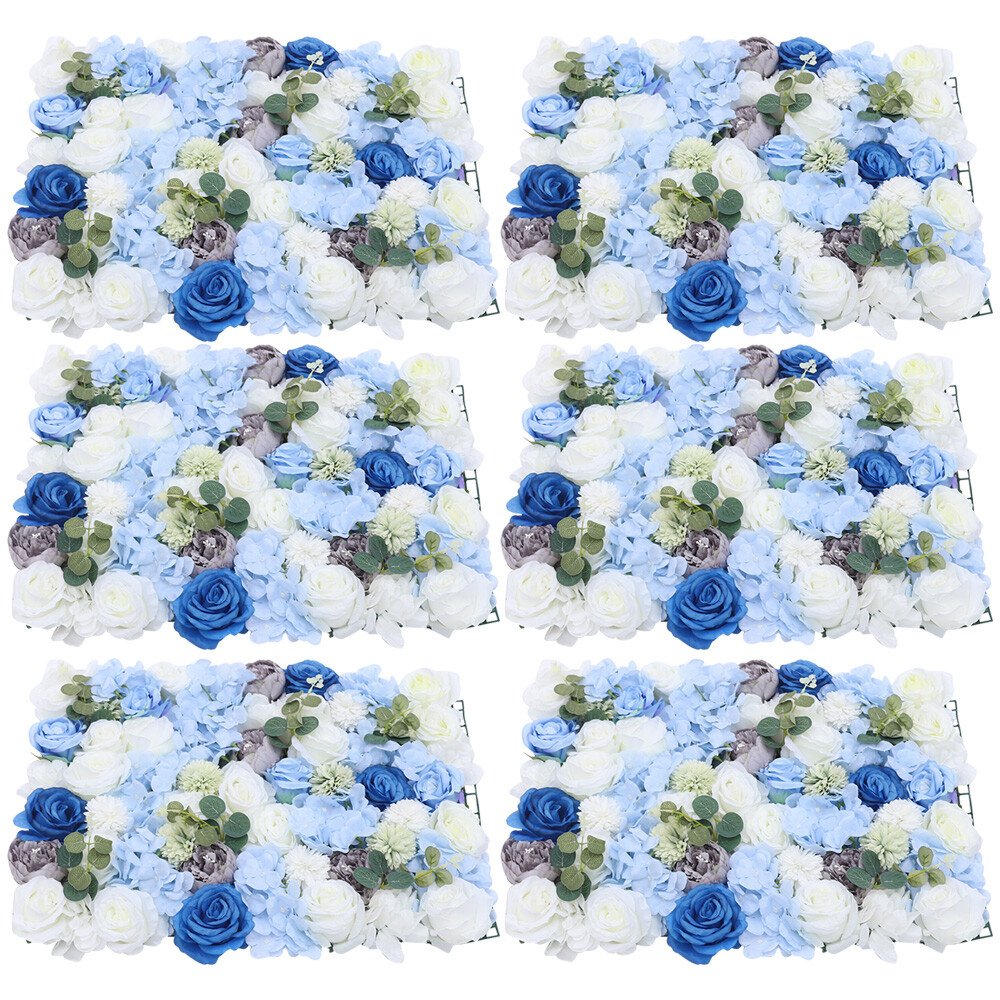 6x Artificial Flower Wall Panel Silk Rose Hydrangea Backdrop Wedding Party Decor