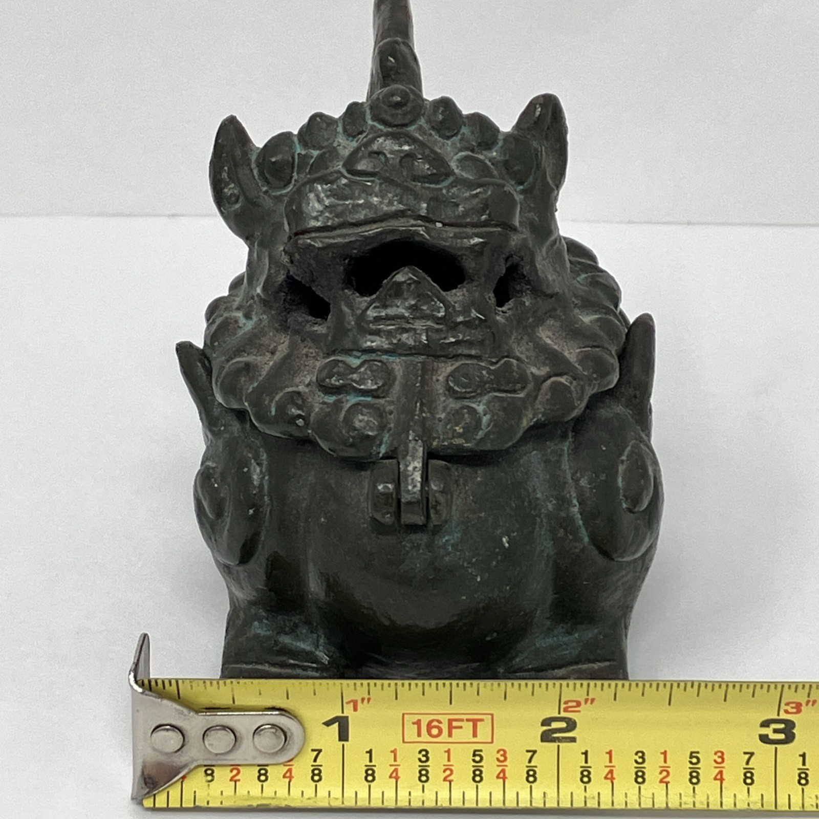 Antique Chinese Foo Dog Incense Burner Guardian Lion HEAVY ( Bronze? Cast Iron?)