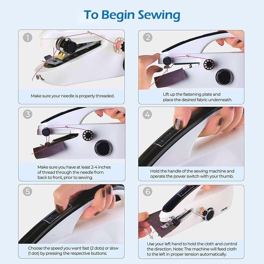 Handheld Mini Portable Electric Small Sewing Machine Quick Stitch for Home Tr...