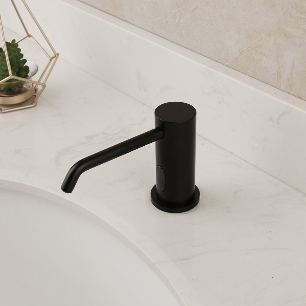 500ml Black Automatic Sensor Soap Dispenser Deck Mount Brass Basin Sink Bottle