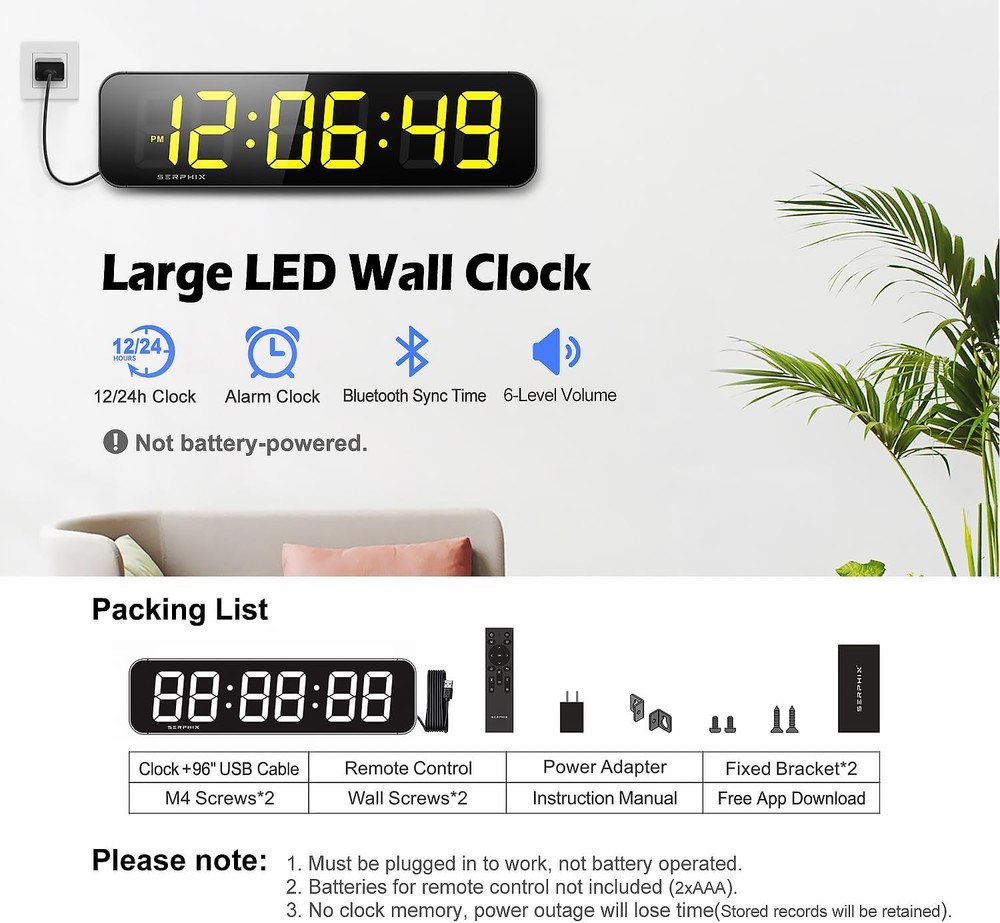15.2" Gym Timer, App & Remote Control, Customizable LED Colors, Workout Interval