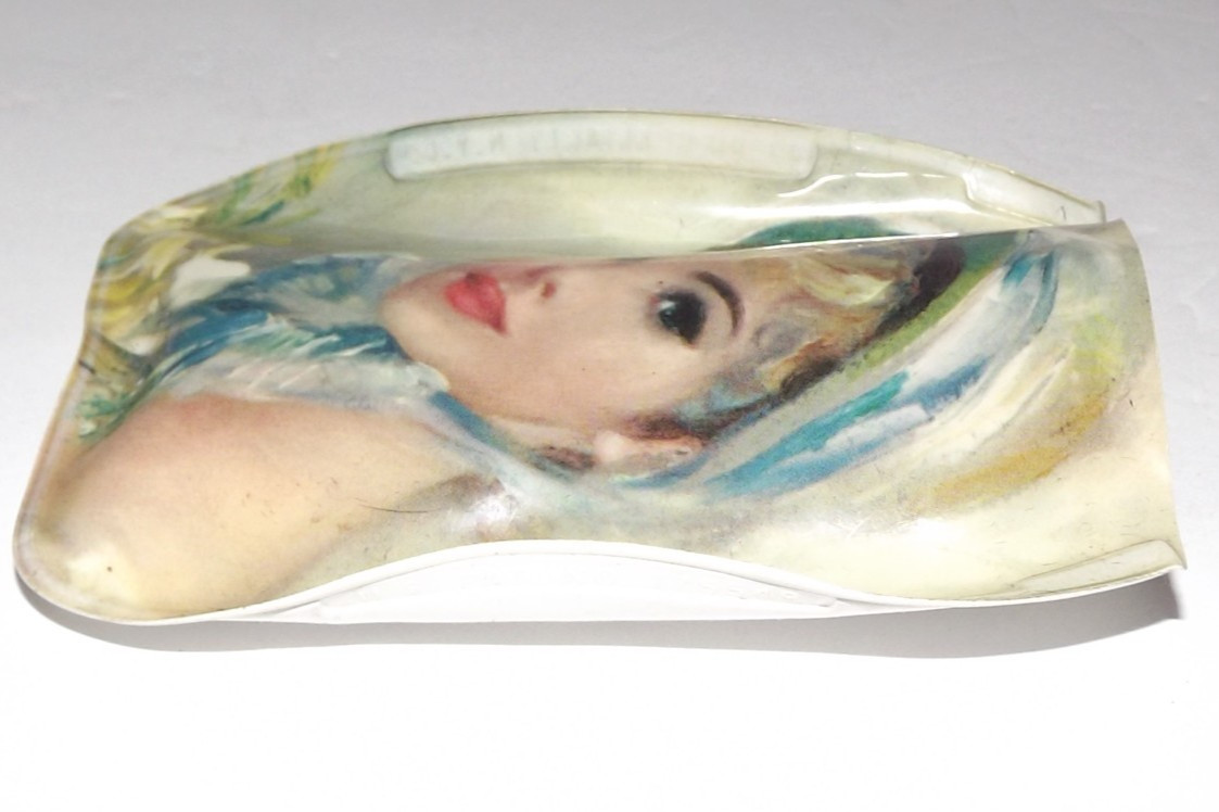 Vintage Rain Bonnet In Pouch Lady In Blue Bonnet By John Strevens