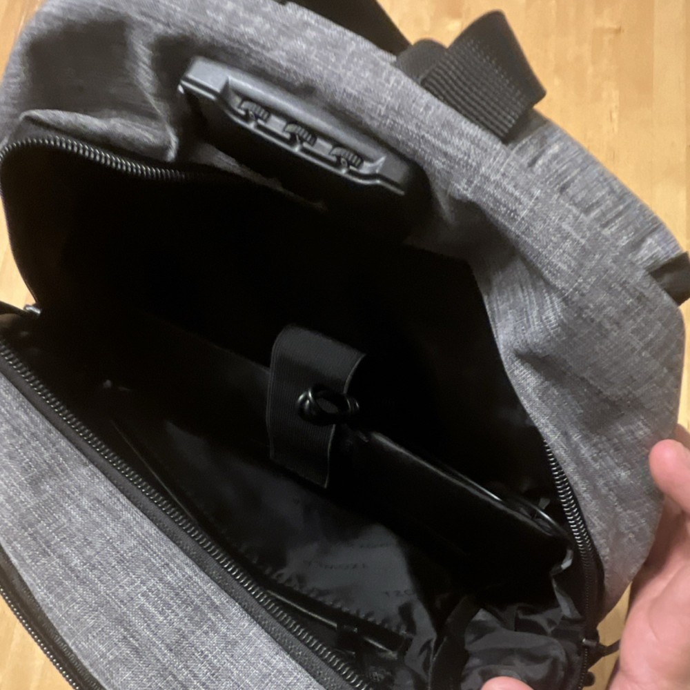 Tzowla Gray Polyester Backpack for 15" Laptop, Padded, USB Port, Solid Pattern